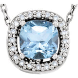 14K White Sky Blue Topaz & .04 CTW Diamond 16" Necklace