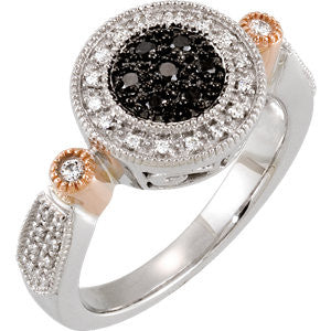 14K White & Rose 1-4 CTW Black & White Diamond Ring