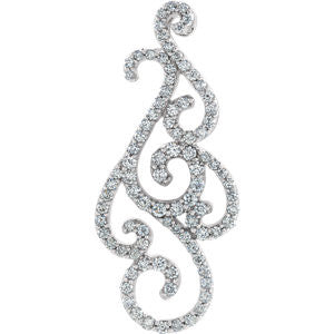 14K White 3-4 CTW Diamond Pendant