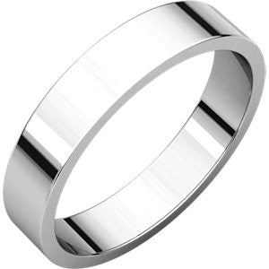 14K White 4mm Flat Band