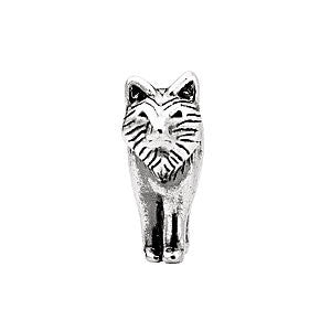 Sterling Silver 15x12mm Wolf Bead Charm