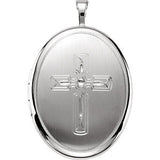 Sterling Silver Oval Cross Locket