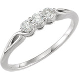 14K White 1/2 CTW Diamond Three-Stone Ring