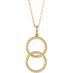 14K Yellow Interlocking Circle Rope Necklace