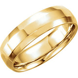 14K Yellow 6mm Comfort-Fit Beveled Edge Band Size 10