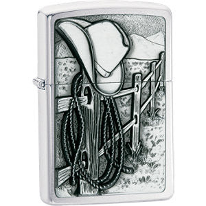 Zippo® Resting Cowboy Brushed Chrome Lighter