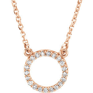 14K White 1-10 CTW Diamond Circle 16" Necklace