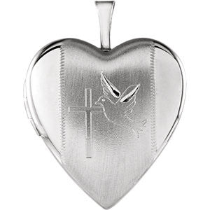 Heart Locket with Cross &  Dove