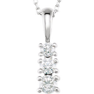 14K White 1/6 CTW Diamond 3-Stone 18" Necklace