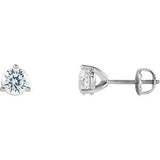 14K White 5.25mm Cubic Zirconia Round 3-Prong Stud Earrings