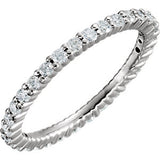 14K White 1-2 CTW Diamond Eternity Band Size 6.5