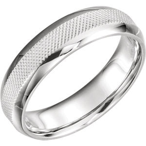 14K White 4mm Knurl Design Band Size 9