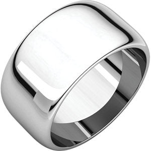 14K White 10mm Half Round Band