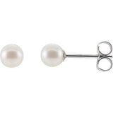 14K White Freshwater Cultured Pearl Earrings