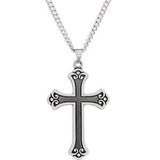 Sterling Silver 26x18mm Fancy Cross Pendant