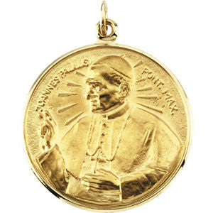 14K Yellow 20.75mm Round Pope John Paul II Medal