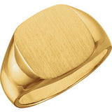 18K Yellow 16mm Men's Signet Ring with Brush Top Finish