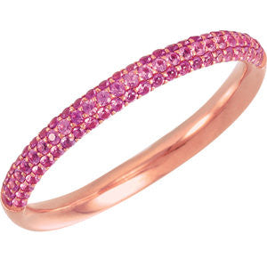 14K Rose Pink Sapphire Anniversary Band Size 5