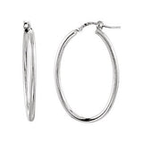 Sterling Silver 18x24mm Oval Tube Hoop Earrings