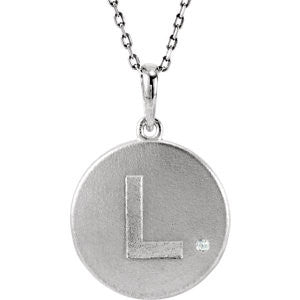 Sterling Silver .005 CTW Diamond Letter "C" Initial Disc 18" Necklace