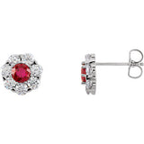 14K White Ruby & 1 1-8 CTW Diamond Cluster Earrings