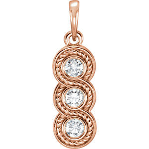 14K White 1/3 CTW Diamond 3-Stone Pendant