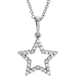 14K White 1/6 CTW Diamond Petite Star 16" Necklace