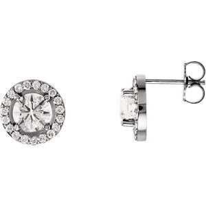 14K White 1 9-10 CTW Diamond Halo-Style Earrings