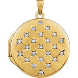 14K Yellow Gold-Plated Sterling Silver Round Cubic Zirconia Locket