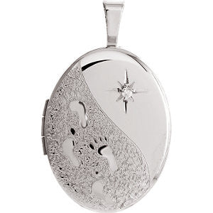 Gold Plated Sterling Silver .01 CTW Diamond Oval Locket