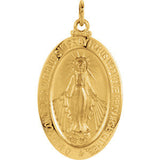 Sterling Silver 28.5x17.75mm Oval Miraculous Medal 24" Necklace