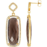 Sterling Silver Smoky Quartz & 3-4 CTW Diamond Earrings