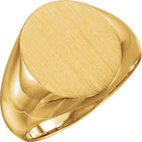 18K Yellow 14x12mm Men's Signet Ring with Brush Finish