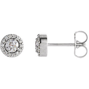 14K White 3/8 CTW Diamond Halo-Style Earrings