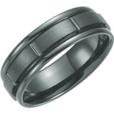 Black Titanium 7mm Grooved Band Size 8