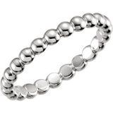 Sterling Silver 2.5mm Beaded Stackable Ring Size 8