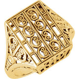 14K White Vintage-Style & Filigree Ring