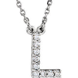 14K White Letter "A" 1-8 CTW Diamond 16" Necklace