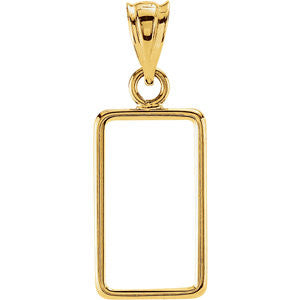 14K Yellow 15x8.5x.65mm Tab Back Coin Frame Pendant for 1 Gram Credit Suisse