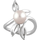 14K White 8mm Freshwater Cultured Pearl Ring