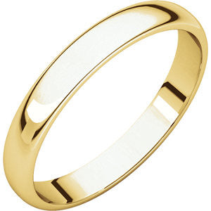 14K Yellow 3mm Half Round Light Band