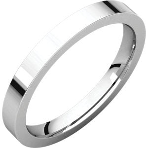 14K White 2.5mm Flat Comfort Fit Band