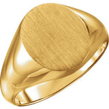 18K Yellow 14x12mm Men's Signet Ring with Brush Finish