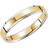 14K Yellow & White 4mm Comfort-Fit Beveled Edge Band Size 7