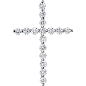 14K White 1-4 CTW Diamond Cross Pendant