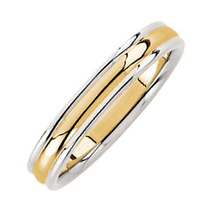 14K White & Yellow 4mm Comfort-Fit Design Band Size 6