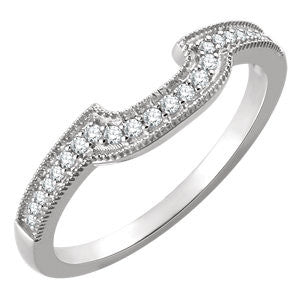 14K White 1/10 CTW Diamond Band for 5mm Square Ring