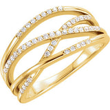 14K Yellow Criss-Cross Ring Mounting