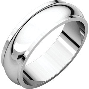 Platinum 6mm Half Round Edge Band