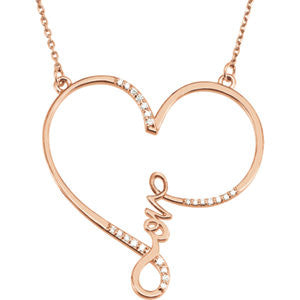 Sterling Silver 1-8 CTW Diamond "Love" Heart Infinity-Inspired 18" Necklace